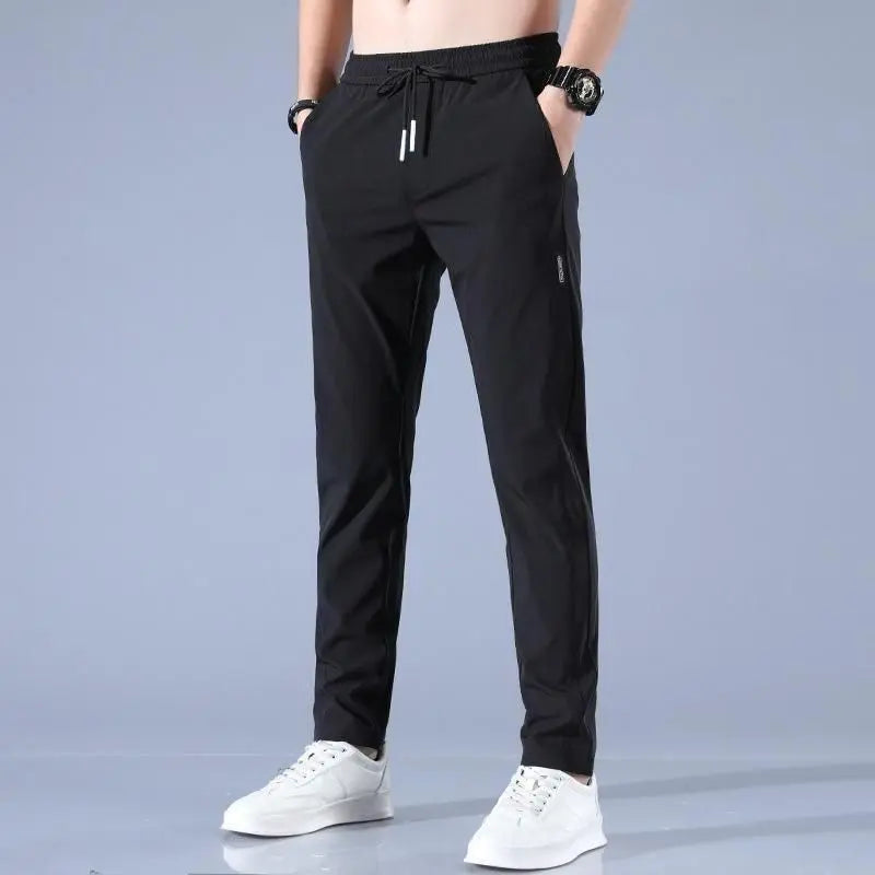 Lycra Track Pants for Men (Grey & Black, S) (Pack of 2)